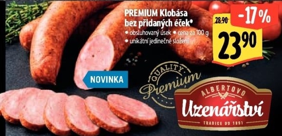 Klobása bez éček Premium Albert