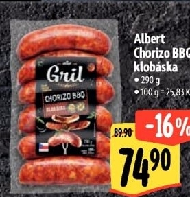 Klobása Chorizo BBQ Albert Gril
