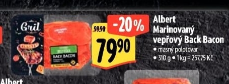 Marinovaný vepřový Back Bacon Albert Gril