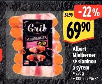 Miniberner se slaninou a sýrem Albert Gril