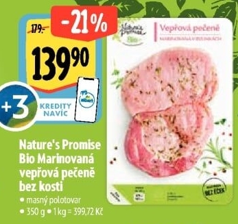 Vepřová pečeně bez kosti marinovaná bio Nature'