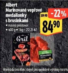Vepřové medailonky s brusinkami marinované Albert Gril