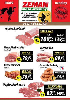 akční leták ZEMAN maso - uzeniny 27.4.2026-2.5.2026