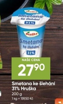 Smetana ke šlehání Hruška 31%