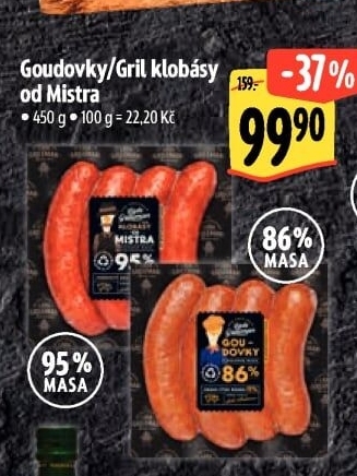 Klobása Goudovky Original Láďa Grileman Kostelecké uzeniny