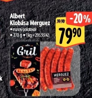 Klobása Merguez Albert Gril