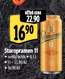 Pivo světlý ležák 11° Staropramen