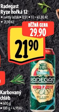 Pivo světlý ležák 12° Ryze hořká Radegast