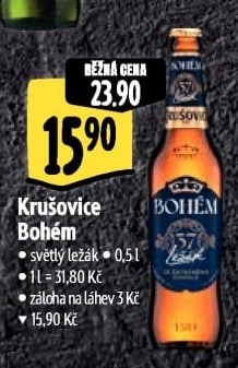 Pivo světlý ležák Bohém Krušovice