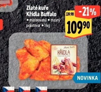 Kuřecí křídla marinovaná Zlaté kuře Buffalo Vodňanské kuře