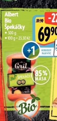 Špekáčky Bio Albert Gril