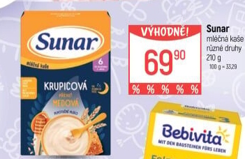 Kaše mléčná krupicová Sunar