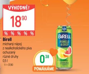 Nealkoholické pivo ochucené Birell