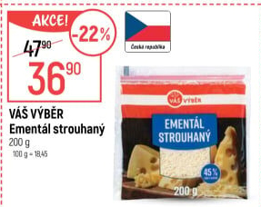 Sýr Ementál strouhaný Váš Výběr