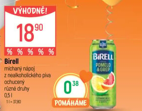 Nealkoholické pivo ochucené Birell