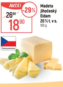Sýr Eidam Jihočeský 20% Madeta