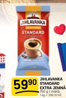 Mletá káva Standard extra jemná Jihlavanka