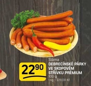 Párky debrecínské Prémium Sláma