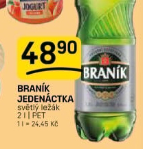 Pivo světlý ležák 11° Jedenáctka Braník