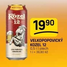 Pivo světlý ležák 12° Velkopopovický Kozel