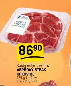 Vepřová krkovice steak bez kosti Kostelecké uzeniny