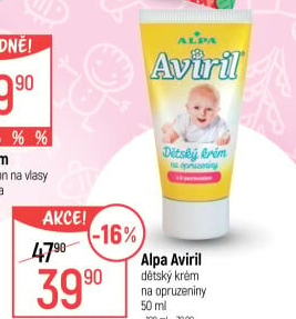 Krém na opruzeniny dětský Aviril Alpa