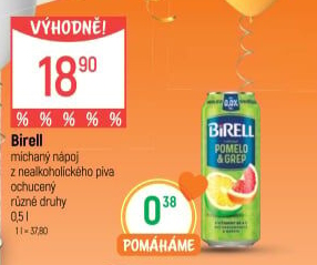 Nealkoholické pivo ochucené Birell
