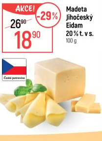 Sýr Eidam Jihočeský 20% Madeta