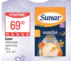 Kaše mléčná krupicová Sunar