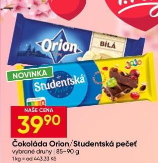 Čokoláda Studentská pečeť Orion