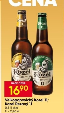 Pivo světlý ležák 11° Medium Velkopopovický Kozel