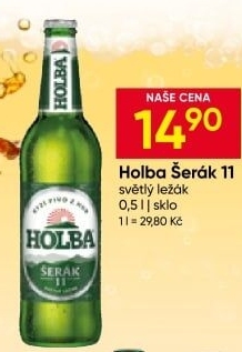 Pivo světlý ležák 11° Šerák Holba