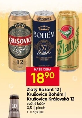 Pivo světlý ležák 12° Zlatý Bažant