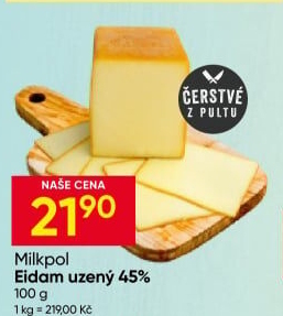 Sýr Eidam uzený 45% Milkpol