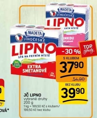 Tavený sýr Jihočeské Lipno Madeta