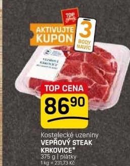 Vepřová krkovice steak bez kosti Kostelecké uzeniny