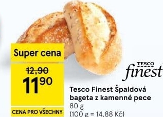 Bageta špaldová Tesco Finest