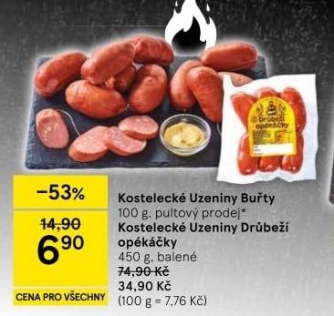 Buřty Kostelecké uzeniny