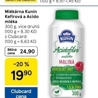 Kefírové mléko ochucené Mlékárna Kunín