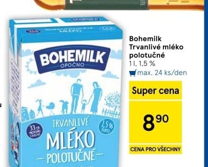 Mléko trvanlivé Bohemilk - 1,5% polotučné