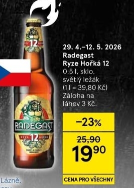 Pivo světlý ležák 12° Ryze hořká Radegast