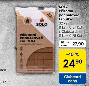 Přírodní podpalovač tabulka Solo