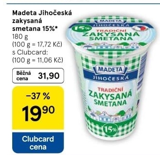 Smetana zakysaná Jihočeská Madeta 15%