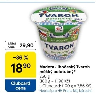 Tvaroh polotučný Jihočeský Madeta