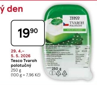 Tvaroh polotučný Tesco