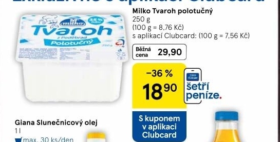 Tvaroh polotučný z Poděbrad Milko