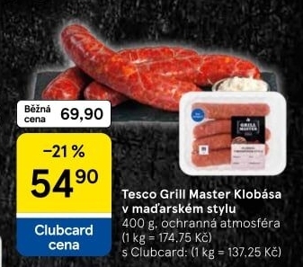 Klobásy maďarské Grill Master Tesco