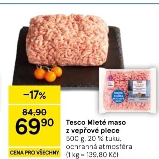 Maso mleté vepřové z plece Tesco