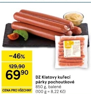 Párky kuřecí pochoutkové DZ Klatovy