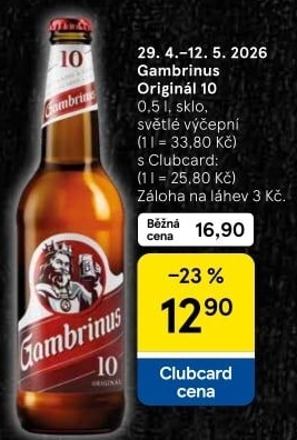 Pivo světlé výčepní Originál 10° Gambrinus